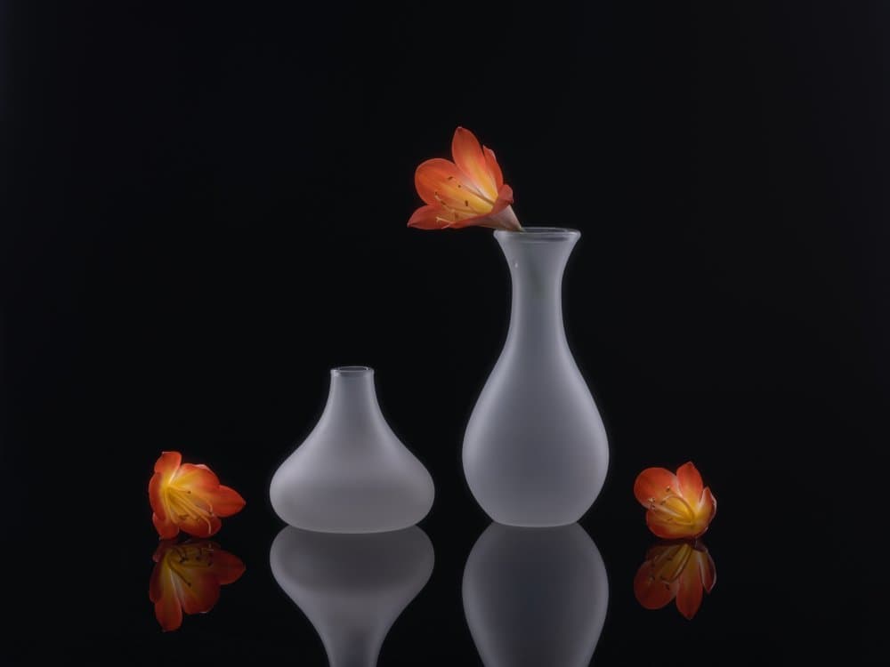 Orange Flowers and Vases by Qing Li — canvas wall art