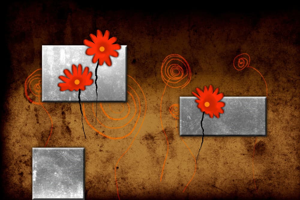 Red Blooms Abstract Forms by Rafal Kulik — canvas wall art
