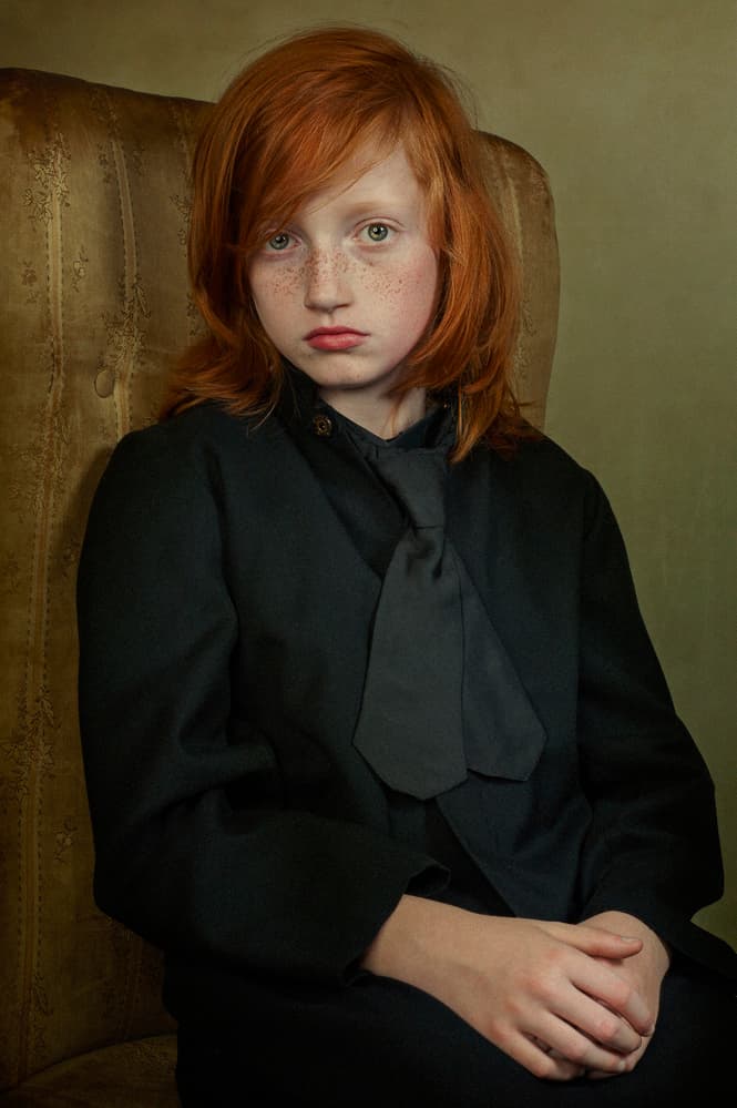 Serious Redhead Girl by Monika Vanhercke — canvas wall art