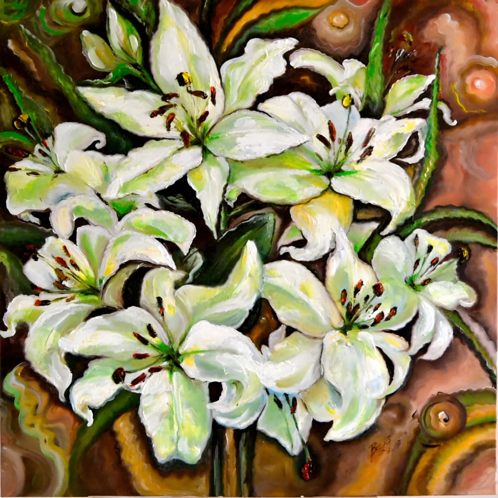 Elegant White Lilies by Anda Bieza — canvas wall art