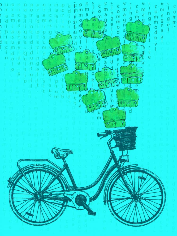 Vintage Bike Green Crowns by Santhosh ch — canvas wall art