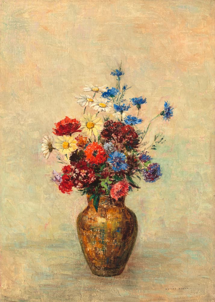 Flowers In a Vase by Odilon Redon — canvas wall art