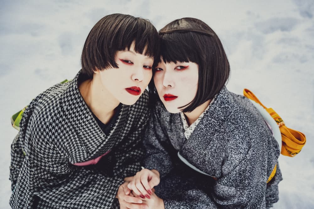 Japanese Winter Kimono Portrait by Kurosaki Sangan — canvas wall art