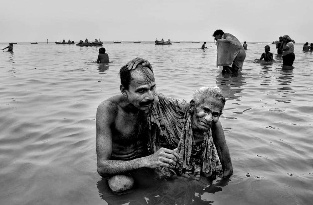 Sacred River Bathing by Shaibal Nandi — canvas wall art