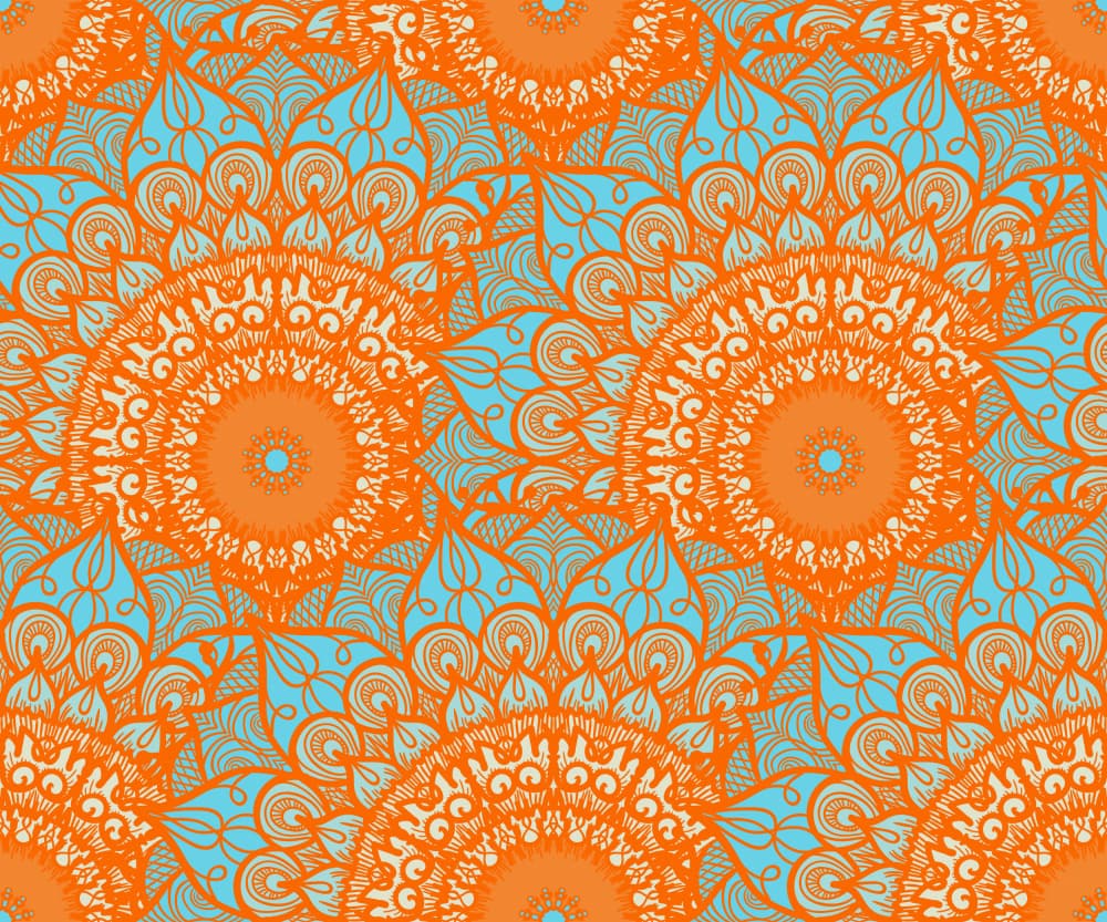 Orange Teal Mandala Pattern by Marika Barsrsind — canvas wall art