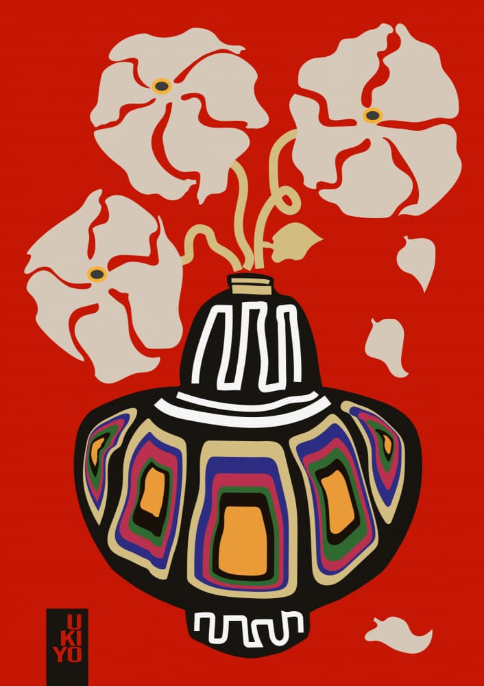 Japanese Floral Vase by Frances Collett — canvas wall art
