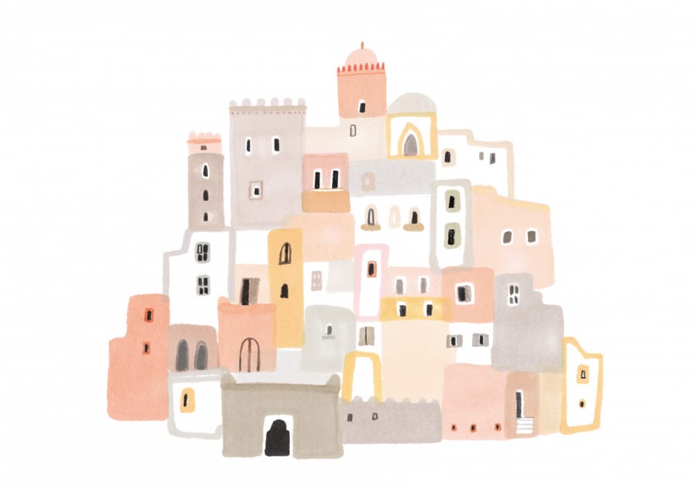 Soft Mediterranean Village by Ilka Meszely — canvas wall art