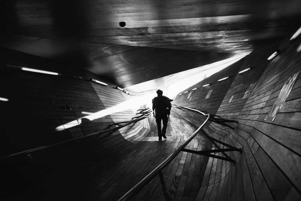 Lone Figure Modern Passage by Reiko kiri — canvas wall art