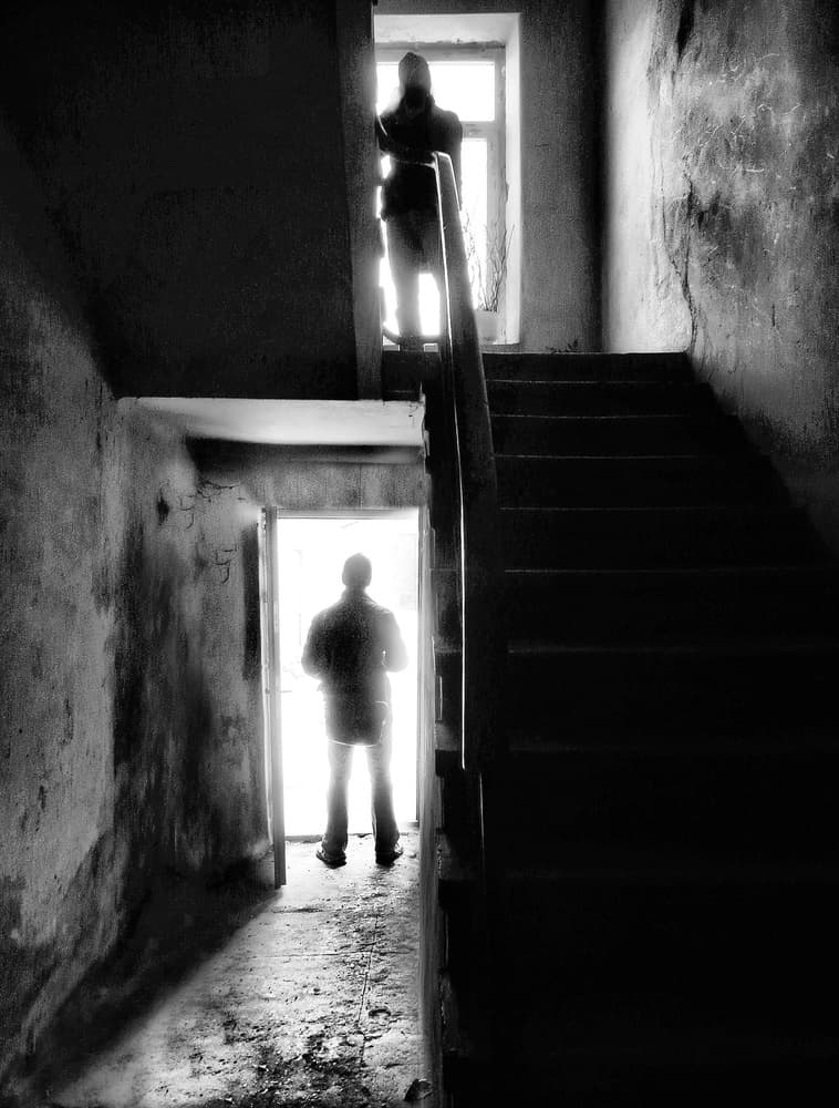 Dark Stairway Silhouettes by Wojciech Pokora — canvas wall art