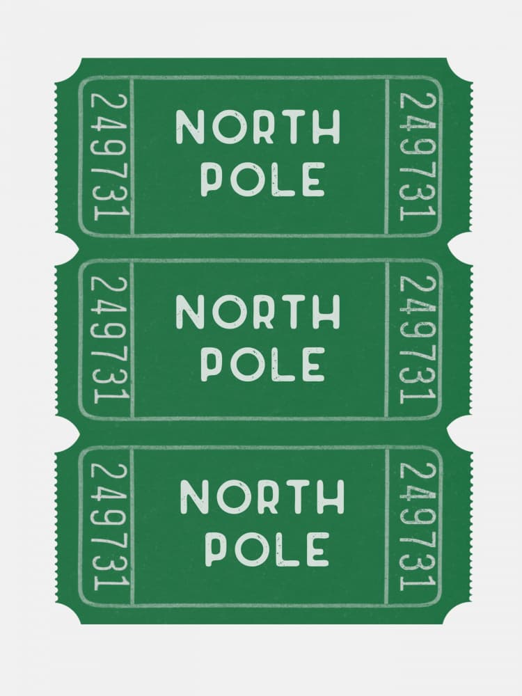 Christmas North Pole Tickets by Jolly and Dash — canvas wall art