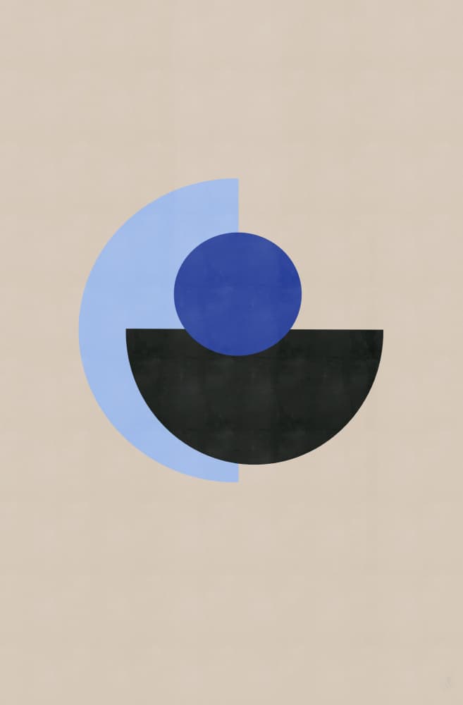 Blue Geometric Balance by Anne-Marie Volfova — canvas wall art