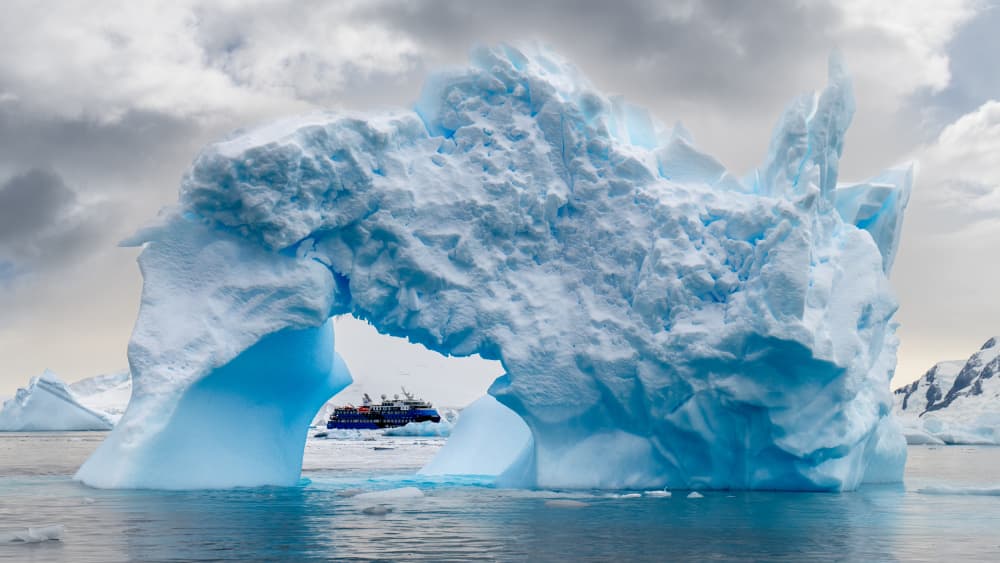 Iceberg Archway with Ship by Grace Guo APA — canvas wall art