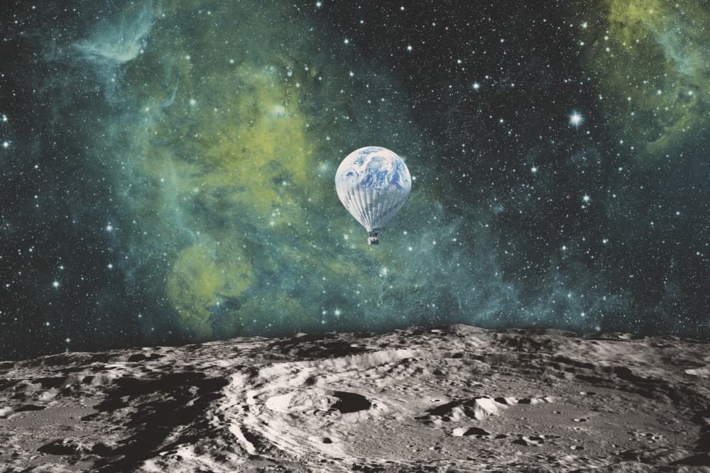 Moon Balloon Journey by Emiliano Deificus — canvas wall art