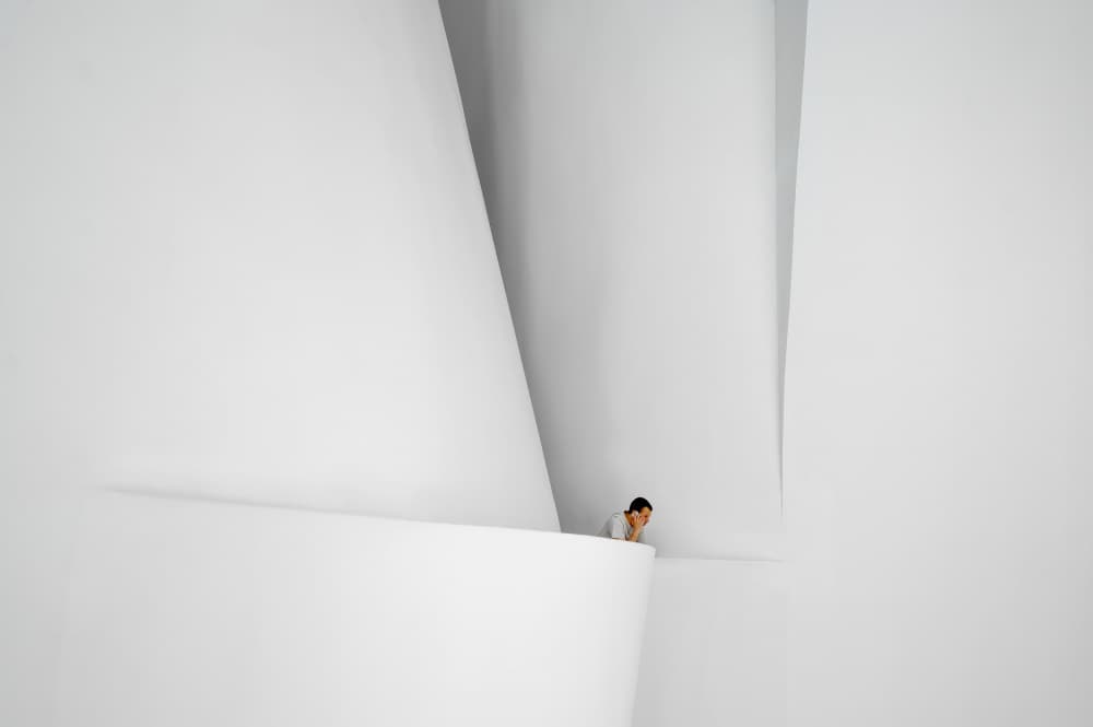 White Architectural Solitude by Marc Huybrighs — canvas wall art
