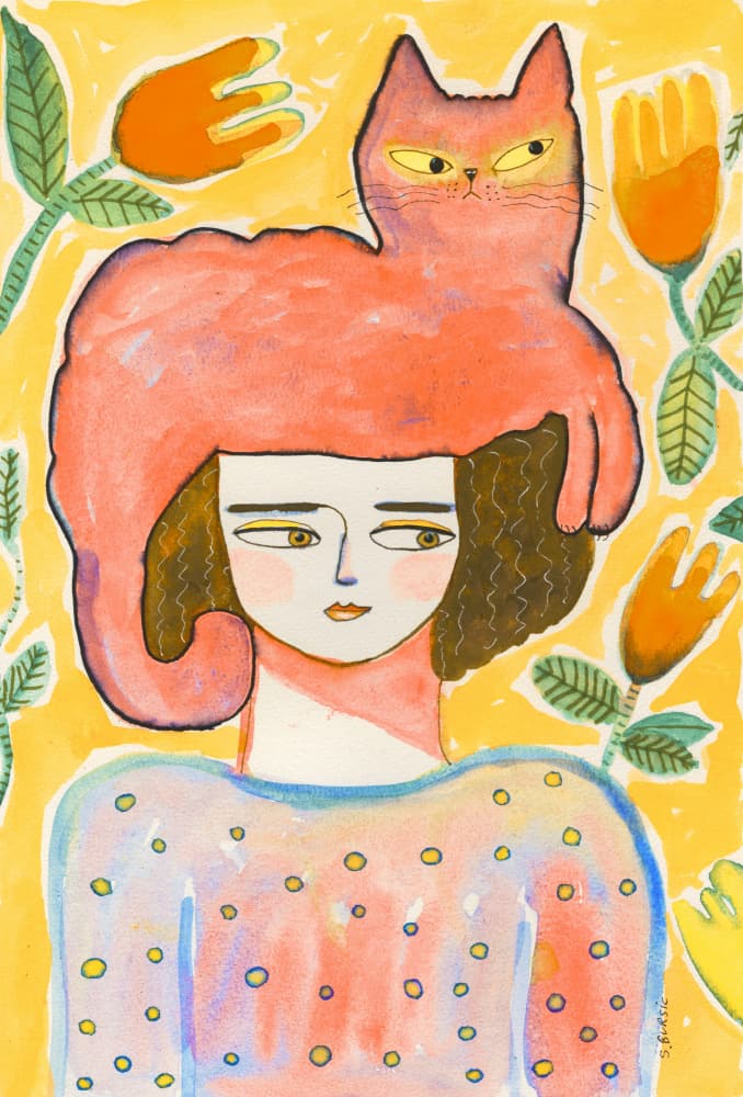 Woman with Cat Hat by Sharyn Bursic — canvas wall art
