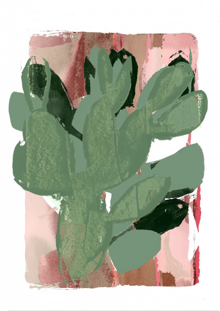 Cactus Green Pink 3 by casa cartissi — canvas wall art