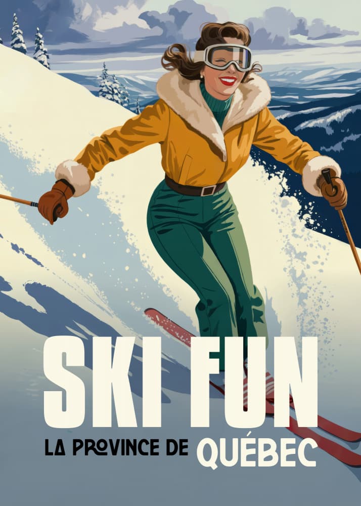 Vintage Quebec Ski Fun by Andreas Magnusson — canvas wall art