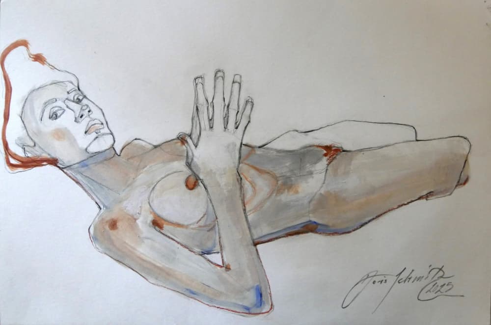 Egon Schiele pose by Doris Schmitz — canvas wall art