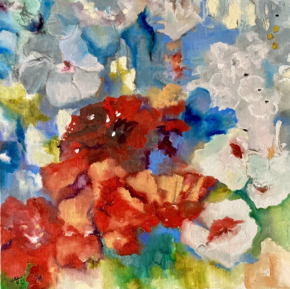 Vibrant Abstract Flowers by Alexandra Higgins — canvas wall art