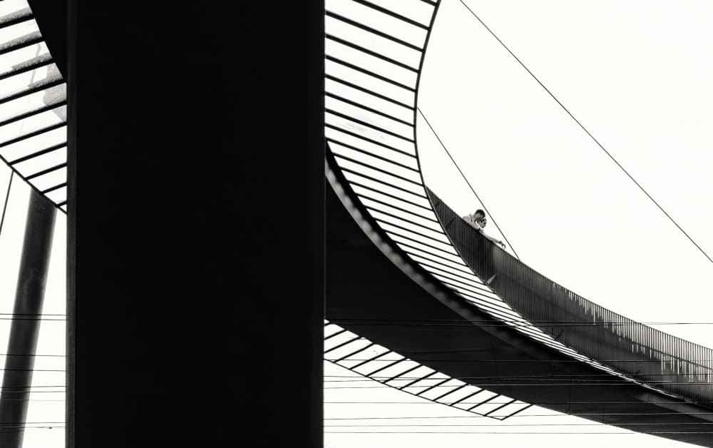 Figure On Curved Bridge by Stephan Rückert — canvas wall art