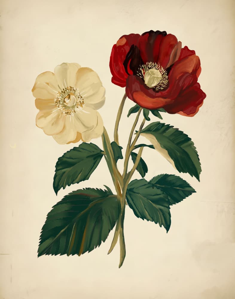 Elegant Red Yellow Flowers by Josie George — canvas wall art
