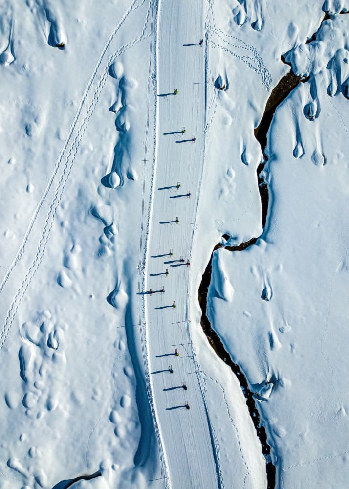 Winter Skiers Aerial View by Roni Kiperman — canvas wall art