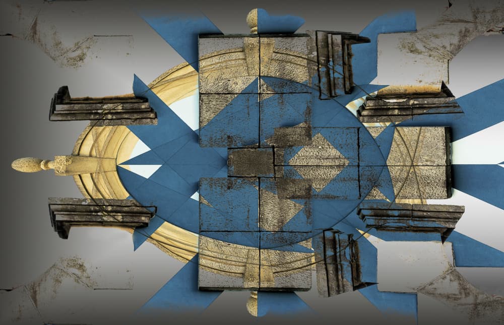 Abstract Blue Gold Geometry by Jois Domont ( J.L.G.) — canvas wall art