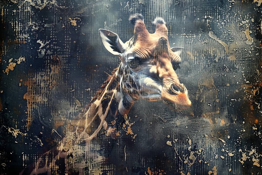 Textured Giraffe Portrait by Rafal Kulik — canvas wall art