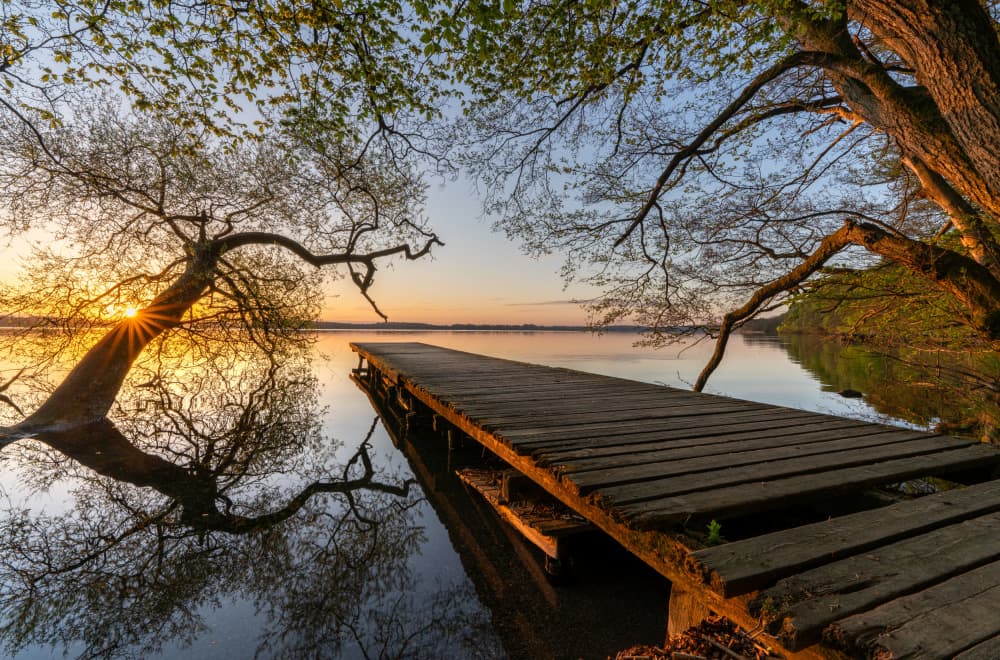 Tranquil Pier Reflections by Keller — canvas wall art