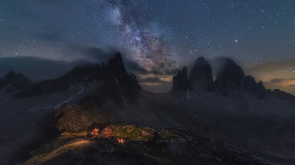 Stars Over Mountain Hut by David Martin Castan — canvas wall art
