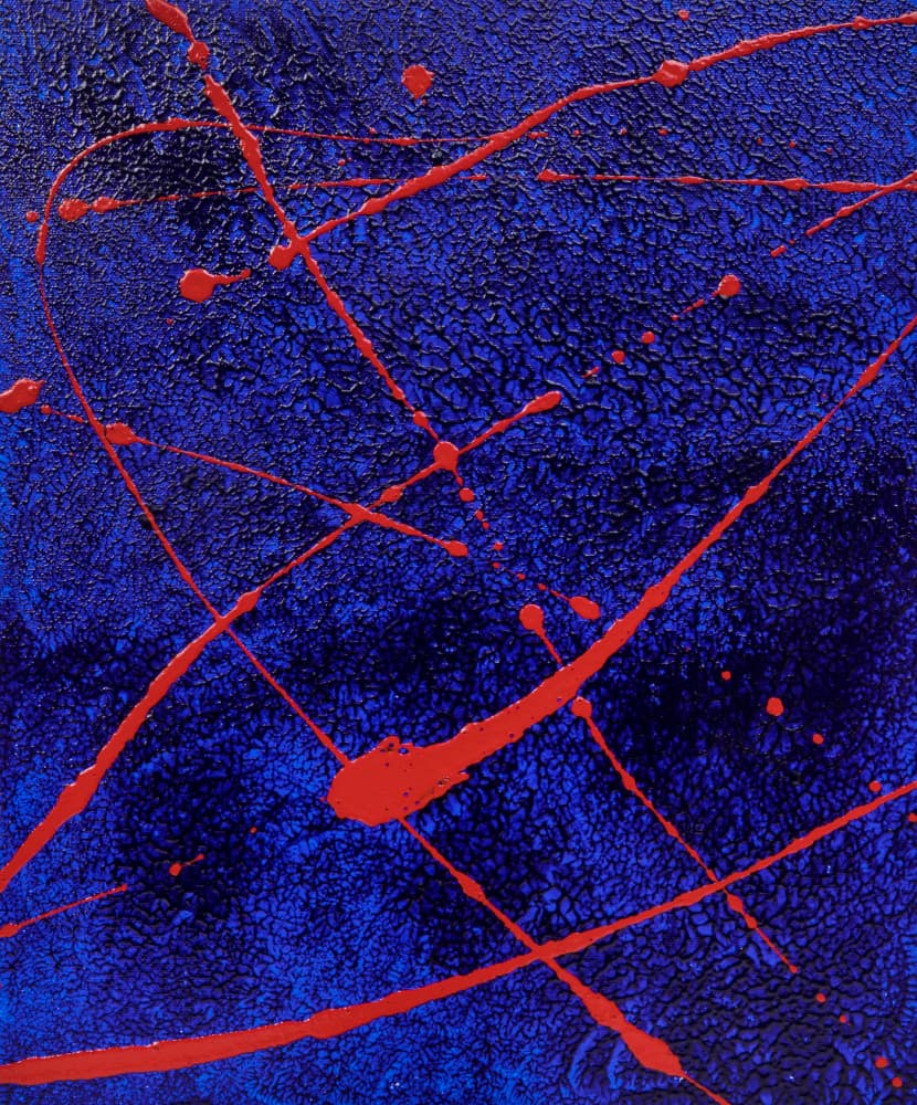 Vivid Blue Red Splash by Lorenzo A Roe — canvas wall art