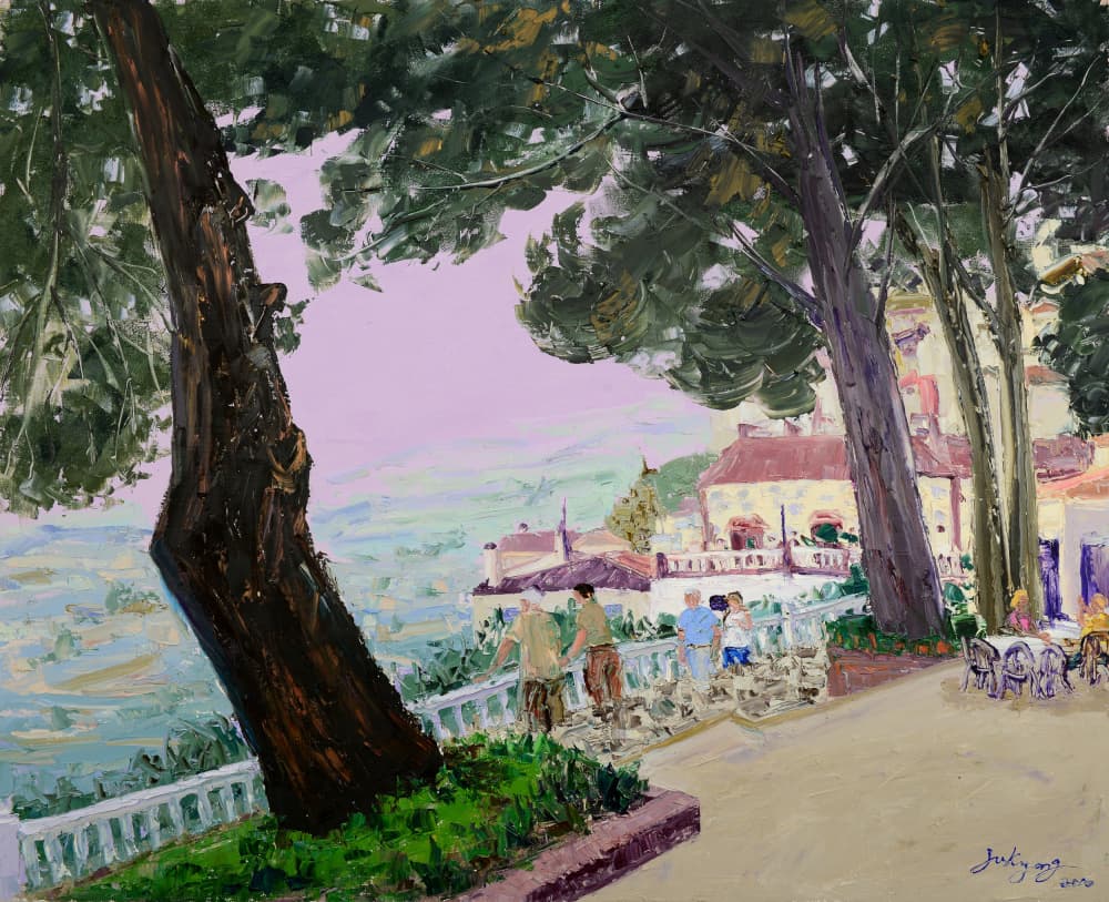Hillside Town Promenade by Jukyong Park — canvas wall art