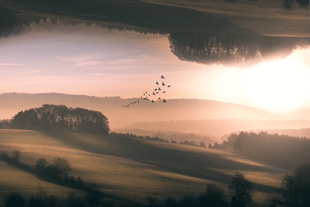 Misty Inverted Hills Flight by Marcus Hennen — canvas wall art