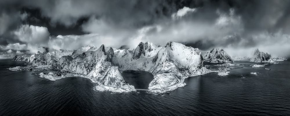 Dramatic Snowy Fjord by Mei Xu — canvas wall art