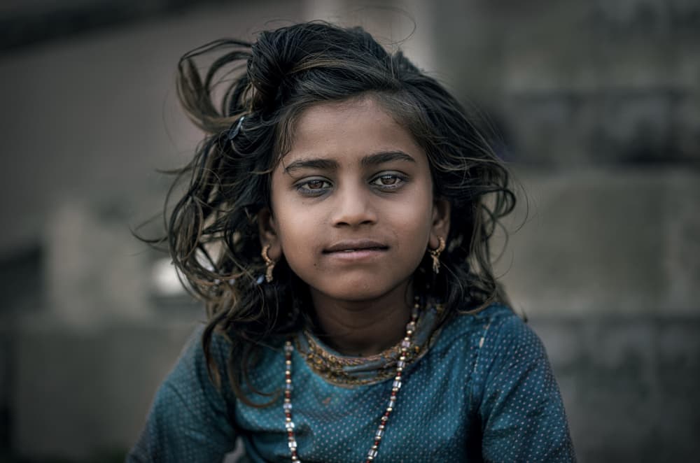 Indian Girl Portrait by Waldemar Szmidt — canvas wall art