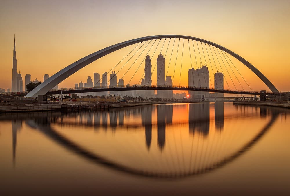 Dubai Golden Hour Reflection by Mohammed Shamaa — canvas wall art