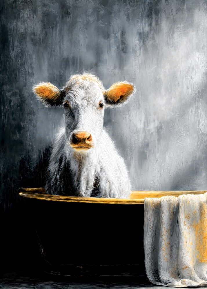 Whimsical Bathtub Calf by Justyna Jaszke — canvas wall art