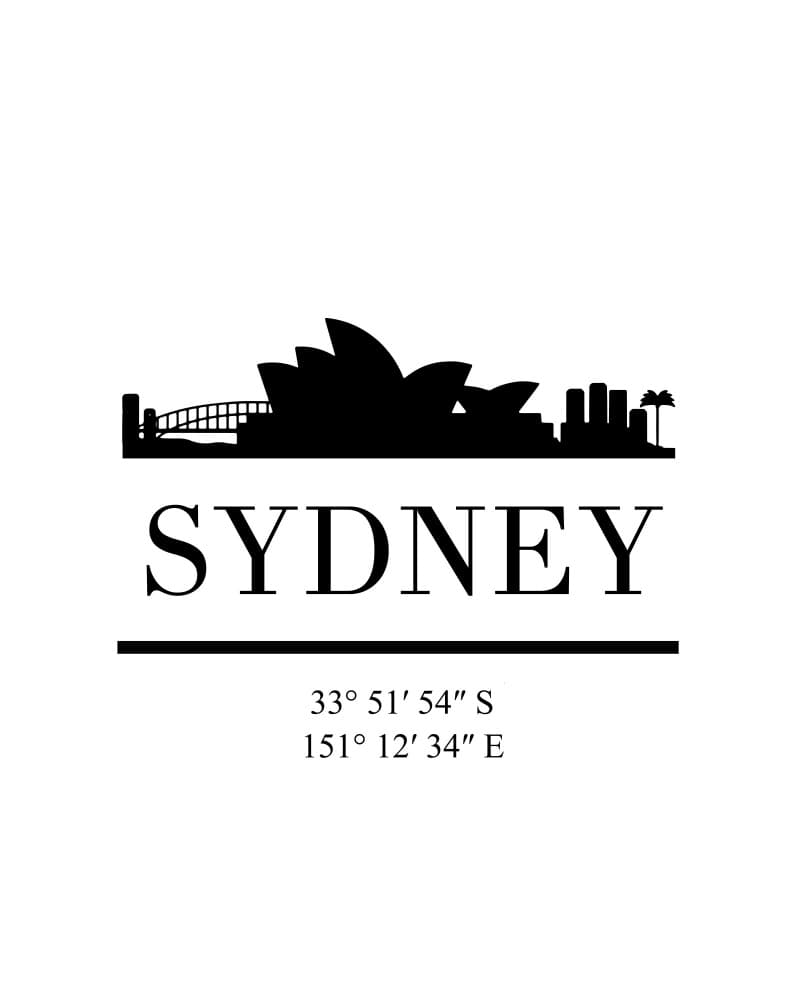 Sydney Skyline Coordinates by Emiliano Deificus — canvas wall art