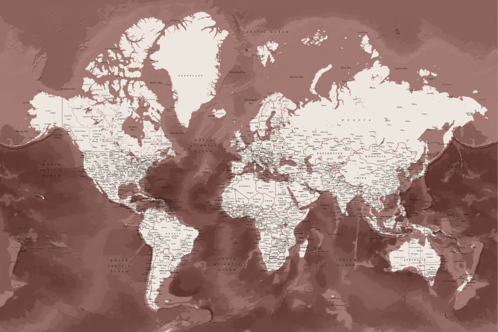 Classic World Map by Rosana Laiz Blursbyai — canvas wall art