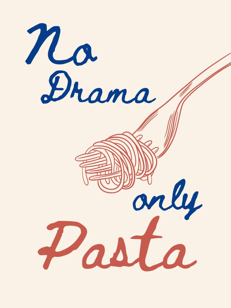 No Drama Only Pasta by Ohkimiko — canvas wall art