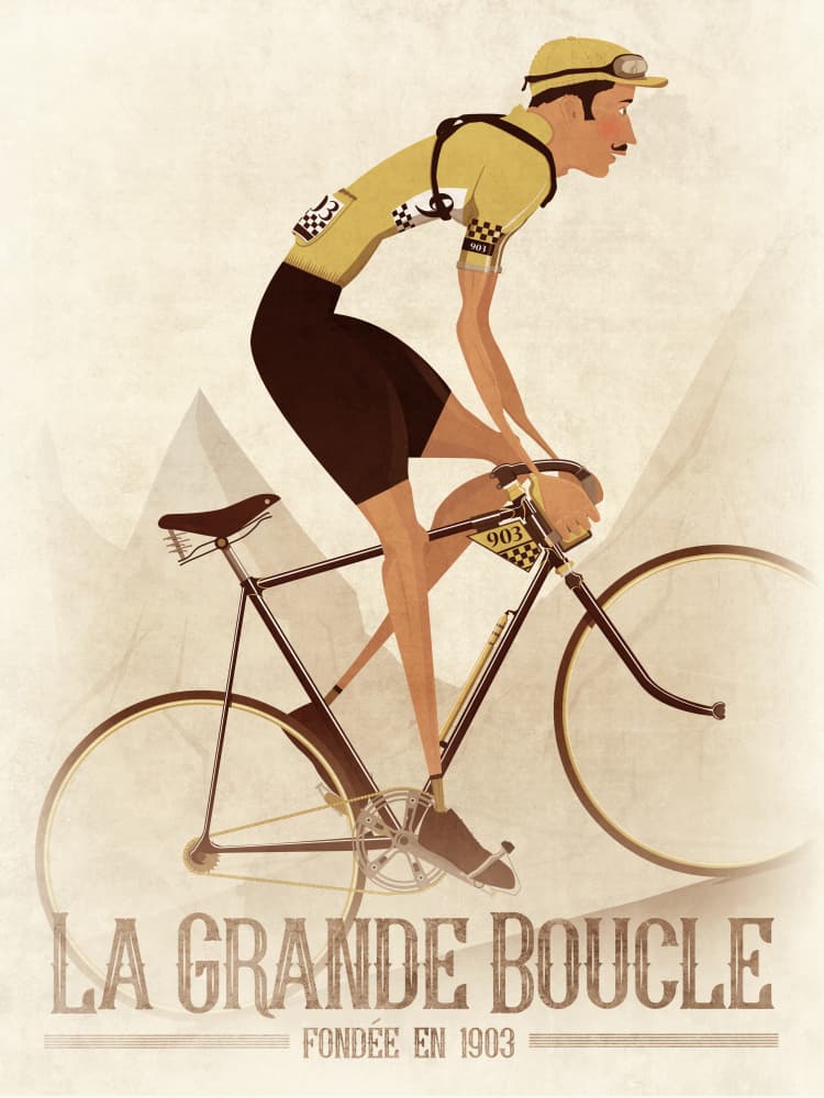 Vintage Mountain Cyclist by Wyatt 9 — canvas wall art