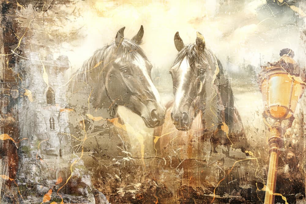 Dreamy Vintage Horses by Rafal Kulik — canvas wall art