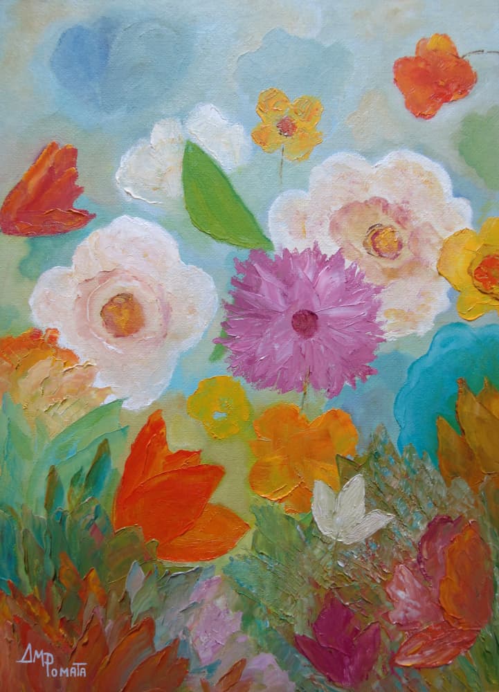 Vibrant Garden Blooms by Angeles M. Pomata — canvas wall art