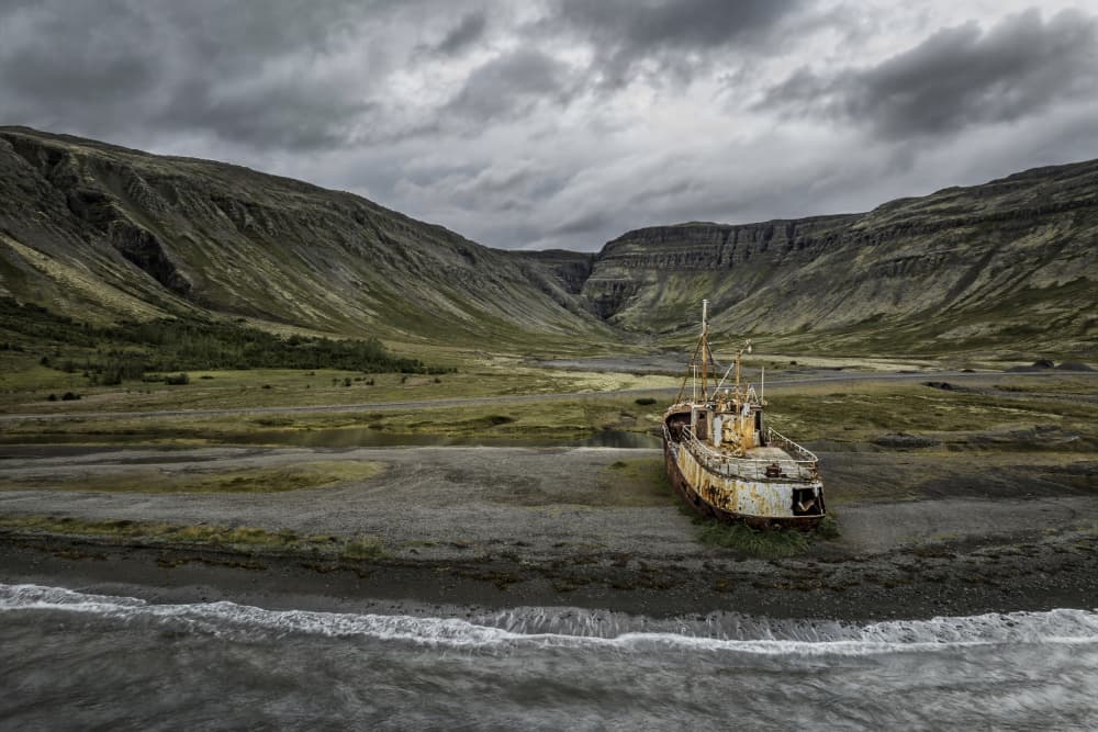 Abandoned Fjord Shipwreck by Bragi Ingibergsson - BRIN — canvas wall art