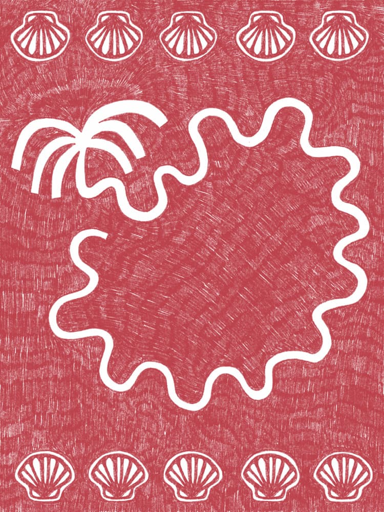 Tropical Waves Shells by Shatha Al Dafai — canvas wall art