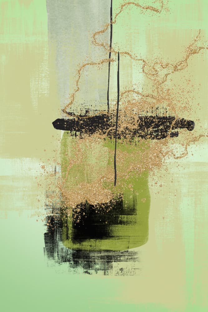 Abstract Green Gold Sparkle by Sally Ann Moss — canvas wall art