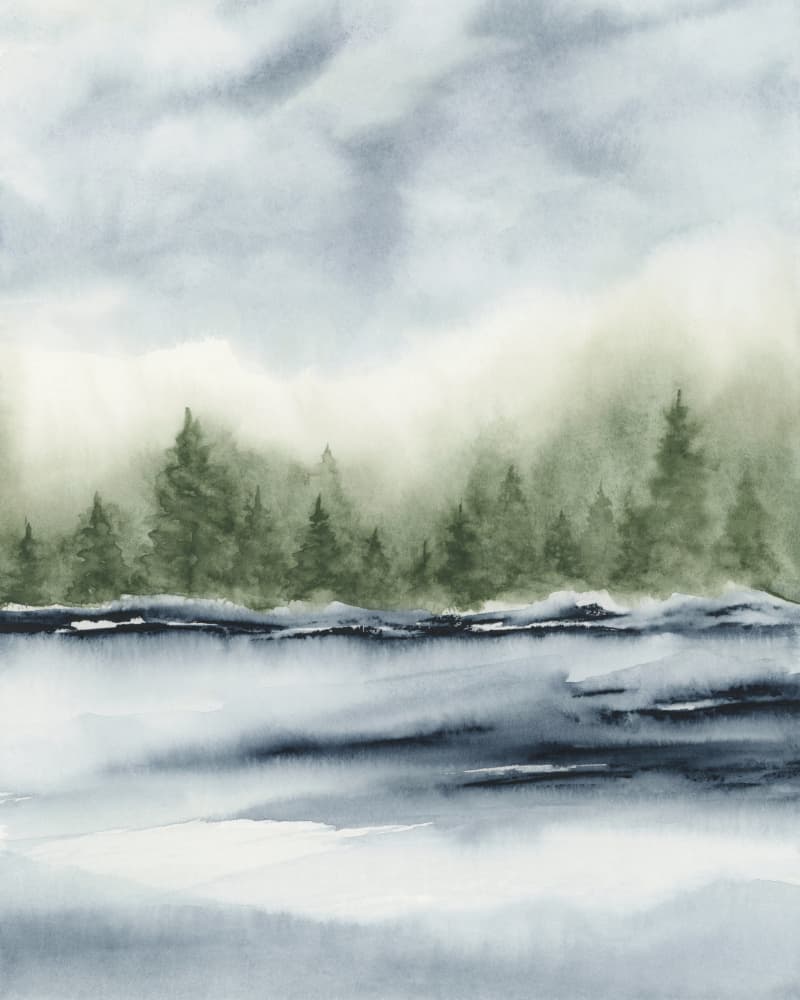 Misty Forest Lake by Rachel Elise — canvas wall art