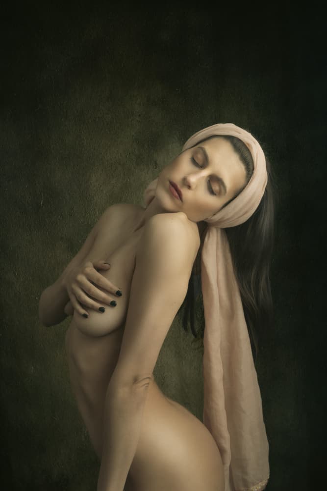 Serene Nude with Scarf by Eddie Kavanagh — canvas wall art