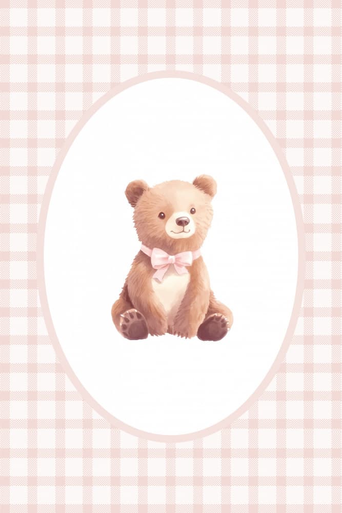 Cute Pink Teddy Bear by Melloi Art Prints — canvas wall art