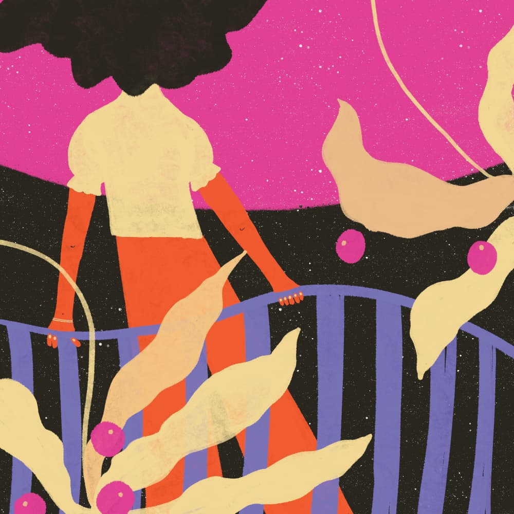 Woman's Night Garden Stroll by Shriya Bhattacharya — canvas wall art